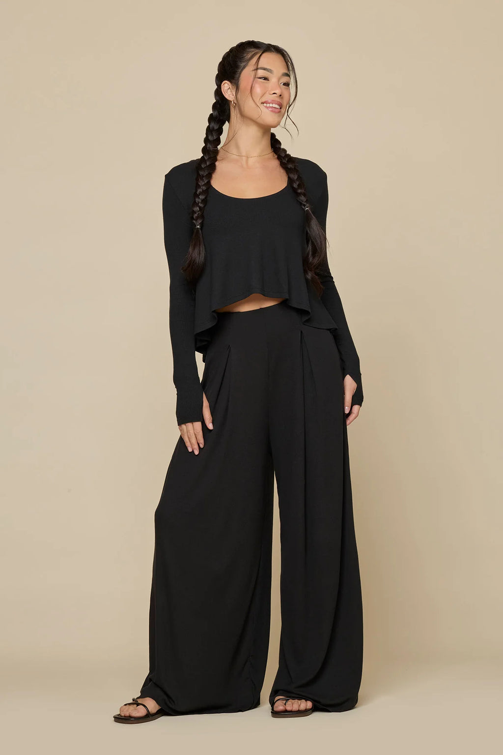Go With The Flow Wide Leg Pant - Black