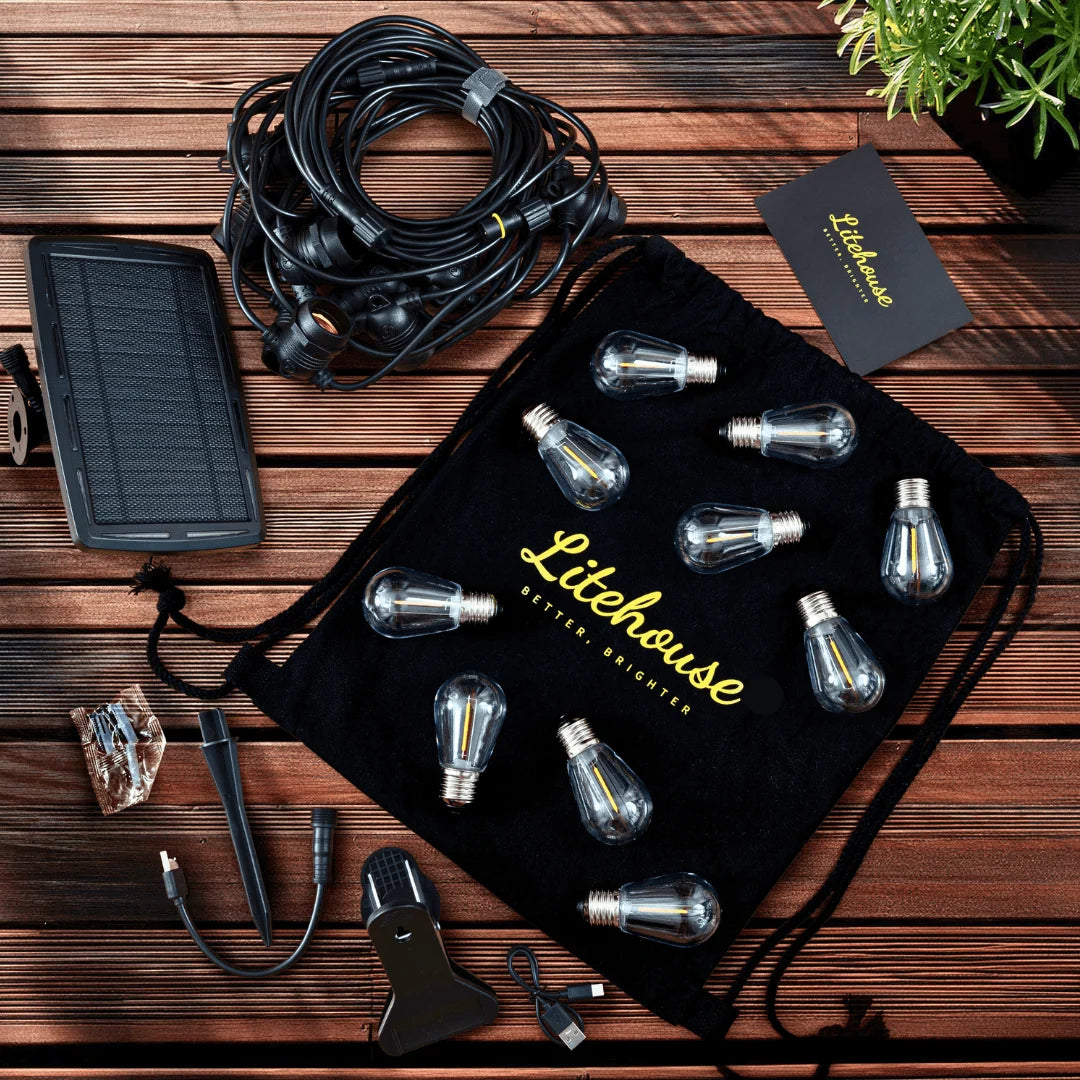 Premium Solar Bulb String Lights - 33ft / 10m